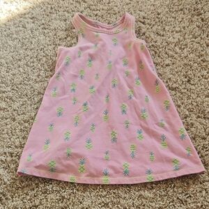 Pink Pineapple Print Sleeveless Dress